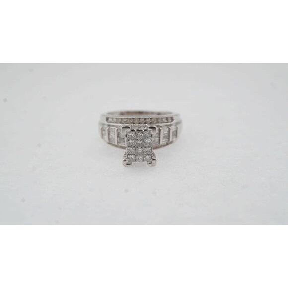 10k White Gold Diamond Engagement Ring Estate Sale 1.20 TCW Vintage Style